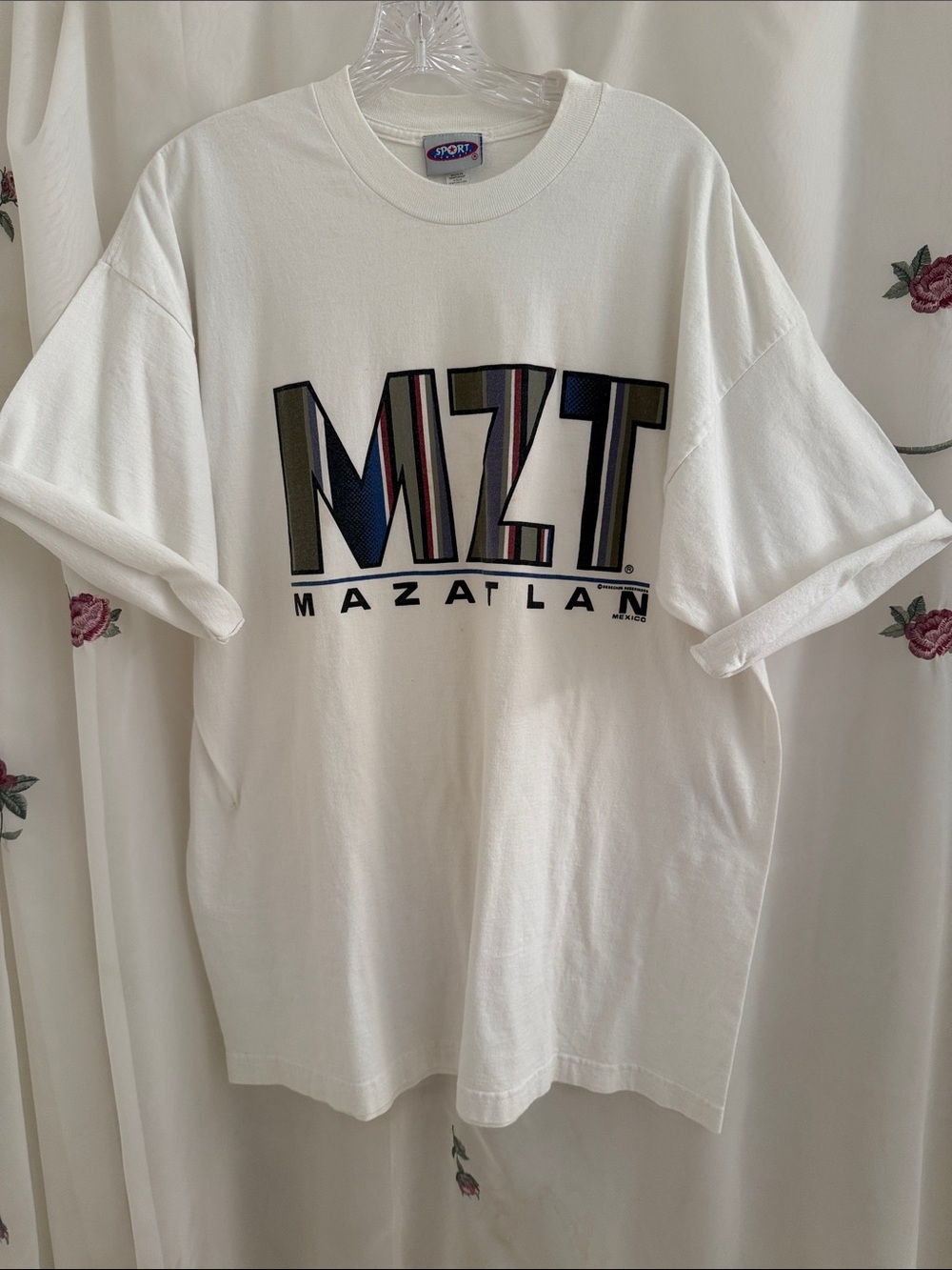 Vintage (70s) Mazatlan Graphic Tee - White with Multicolor Logo - Heavy Cotton